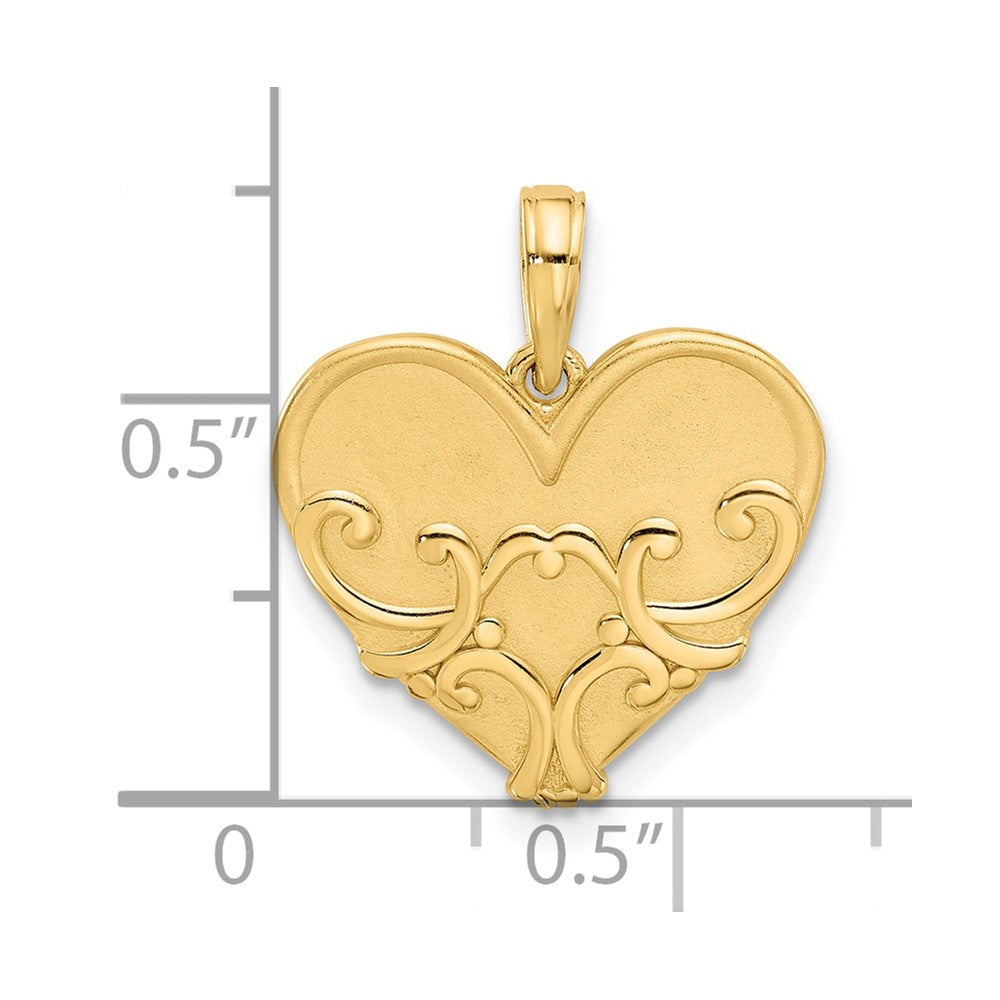 Charlie & Co Jewelry | 14k Polished And Brushed Fancy Heart Charm - Model D5537