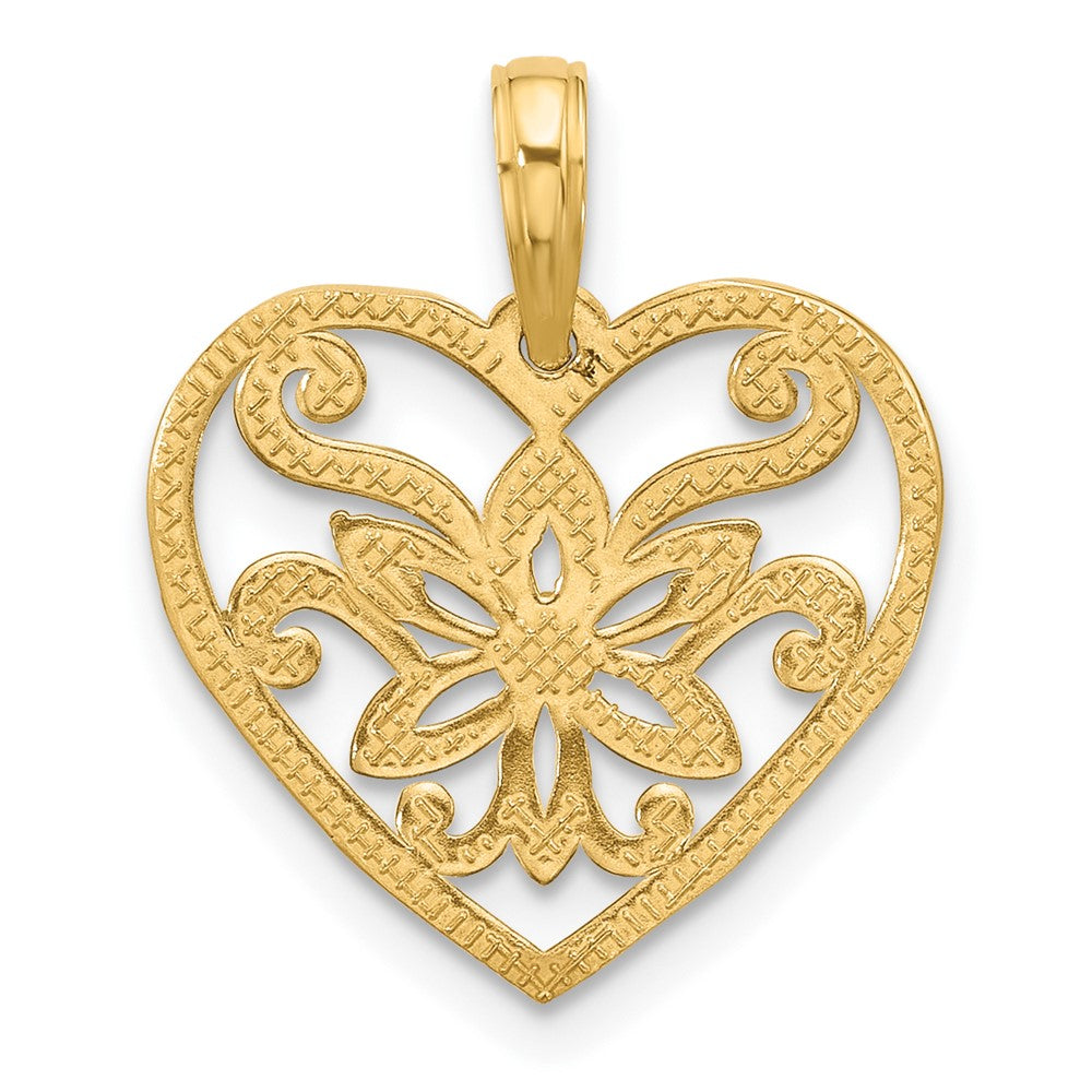 Charlie & Co Jewelry | 14k Polished Fancy Flower And Heart Charm - Model D5558