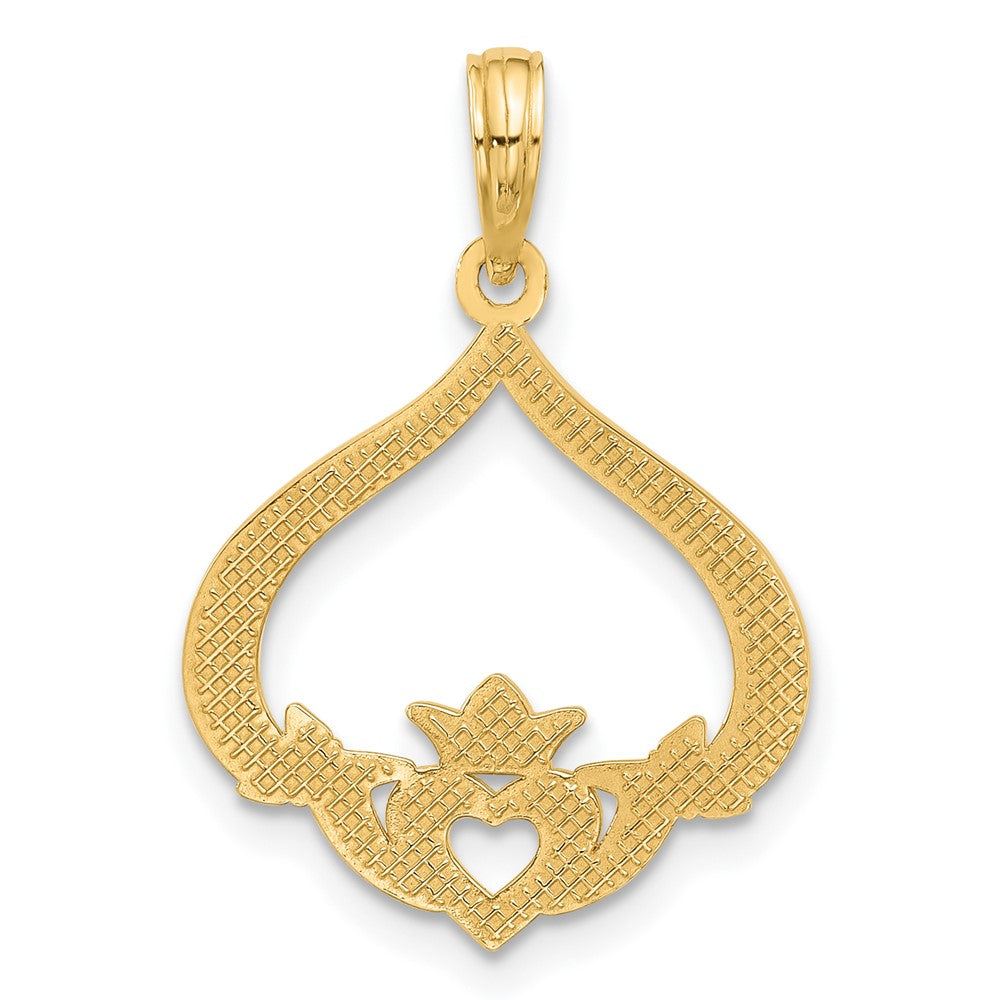 Gold Polished Claddagh Pendant Necklace - Model D5574 - Charlie & Co. Jewelry