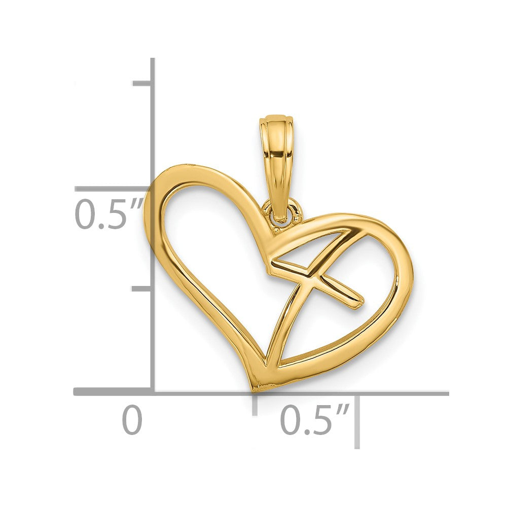 Charlie & Co Jewelry | 14k Polished Cross In Heart Charm - Model D5594