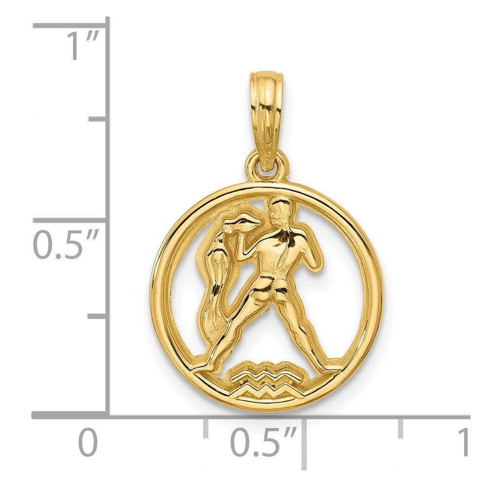 Charlie & Co Jewelry | 14k Polished Round Aquarius Pendant - Model D5743