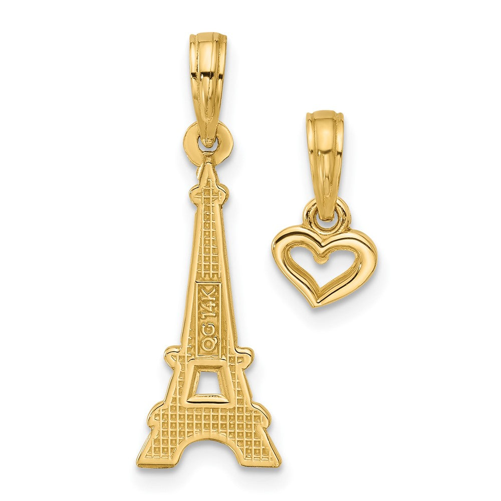 Charlie & Co Jewelry | 14k Polished And Satin Eiffel Tower With Heart Pendant - Model D5746