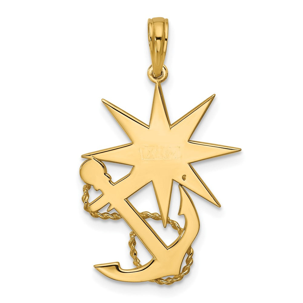 Charlie & Co Jewelry | 14k Polished Compass And Anchor With Rope Pendant - Model D5750