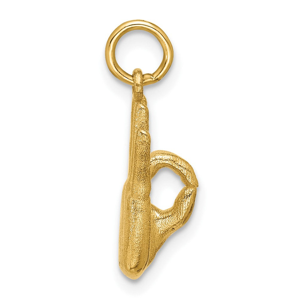 Charlie & Co Jewelry | 14k American Sign Language Alphabet Fingerspelling Sign F Pendant - Model D5808F