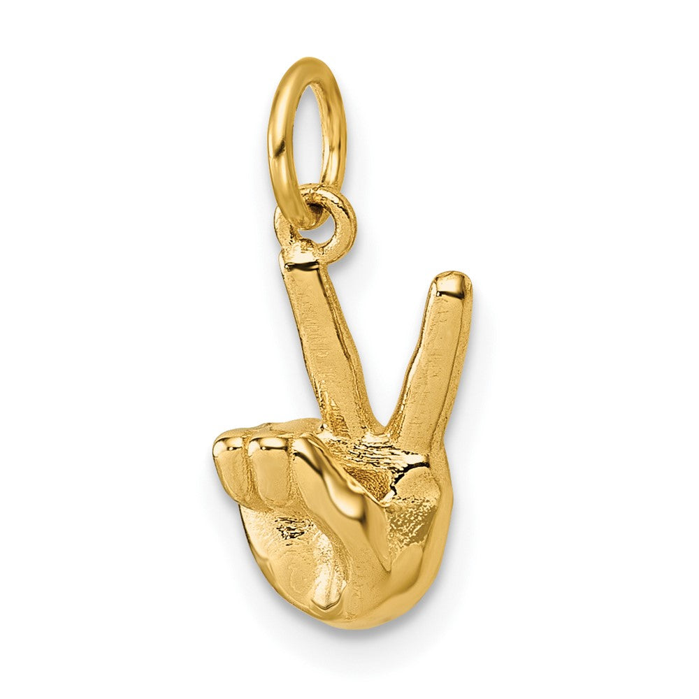 Charlie & Co Jewelry | 14k American Sign Language Alphabet Fingerspelling Sign V Pendant - Model D5808V