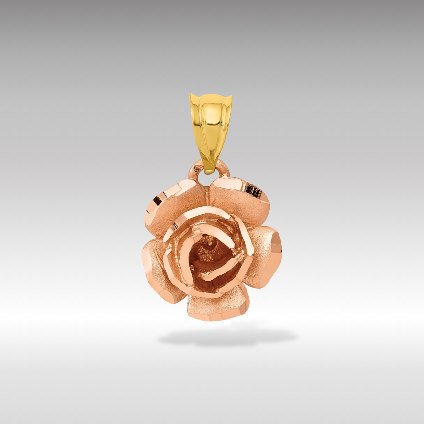 14K Two-Tone Gold Rose Charm Pendant - Charlie & Co. Jewelry