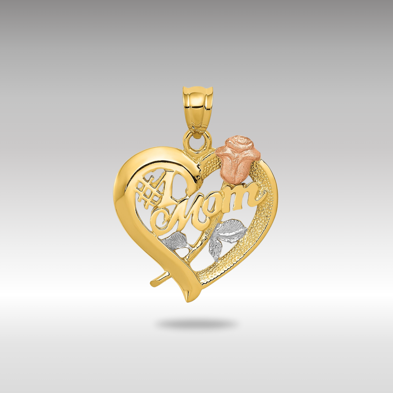 Gold Number 1 Mom Heart Charm Necklace - Model D639 - Charlie & Co. Jewelry
