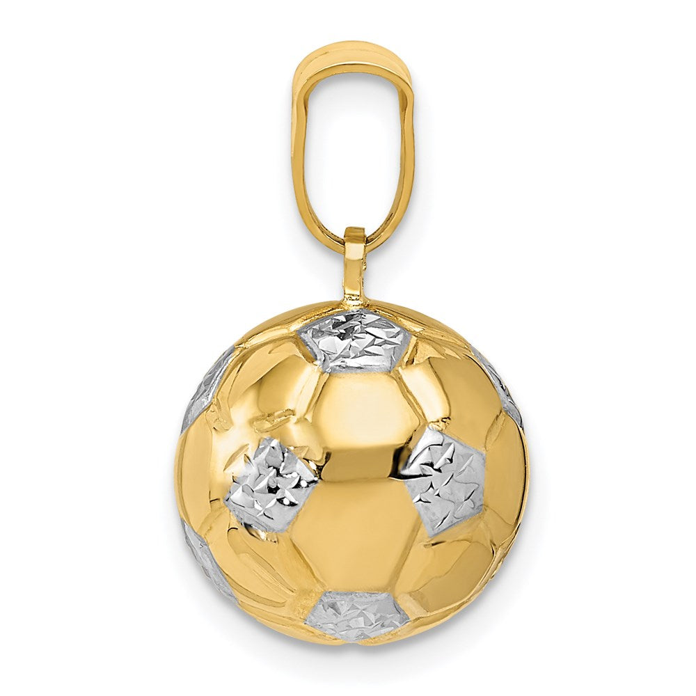 Yellow & White Gold Soccer Ball Charm Pendant Model-D724 - Charlie & Co. Jewelry