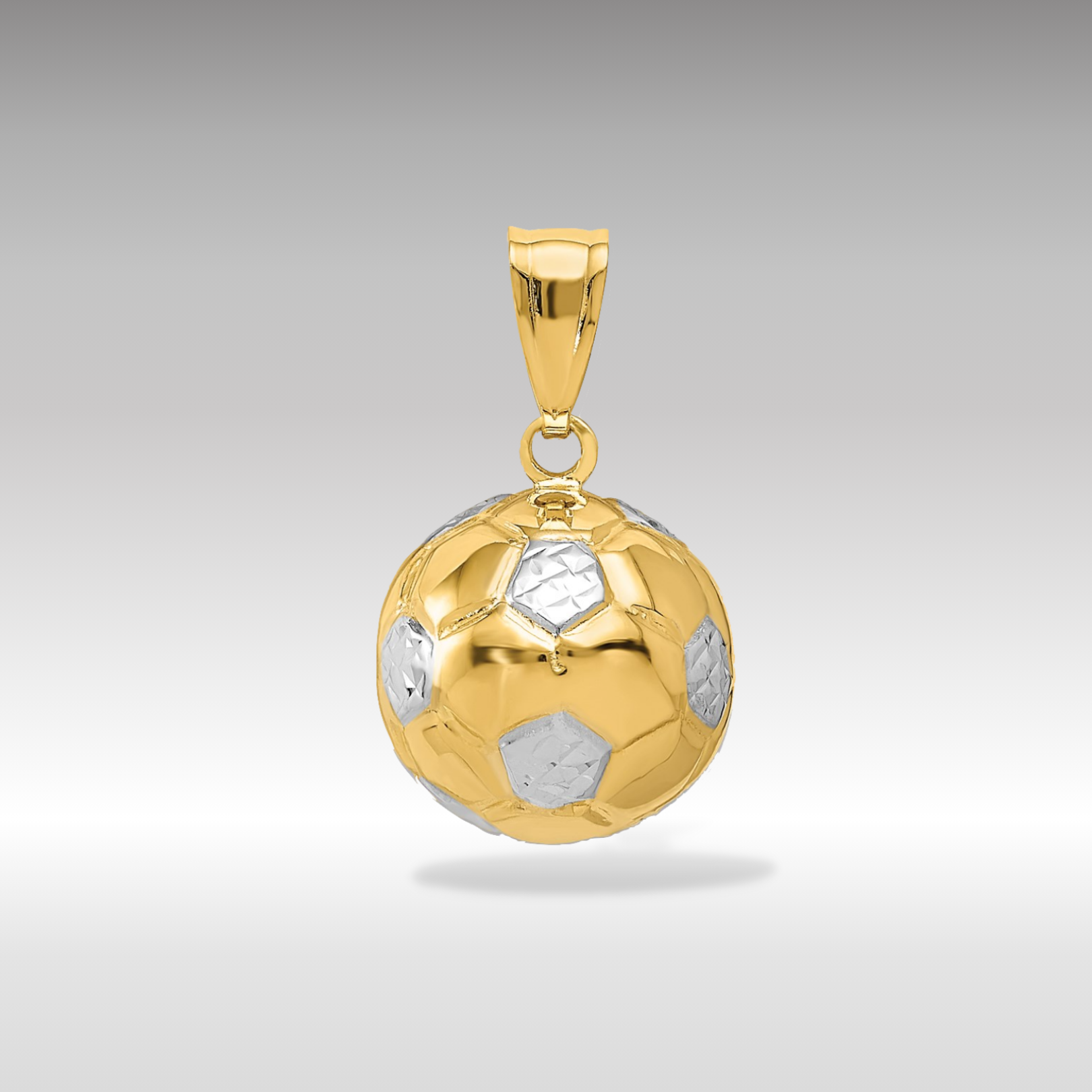 14K Yellow & White Gold Soccer Ball Charm Pendant - Charlie & Co. Jewelry