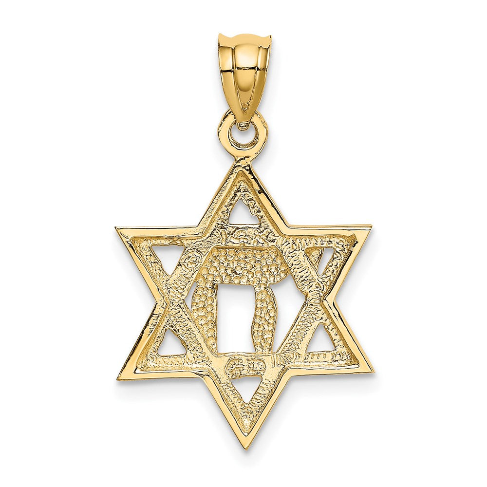 Charlie & Co Jewelry | 14k Solid Polish Chai In Star Of David Charm - Model D893