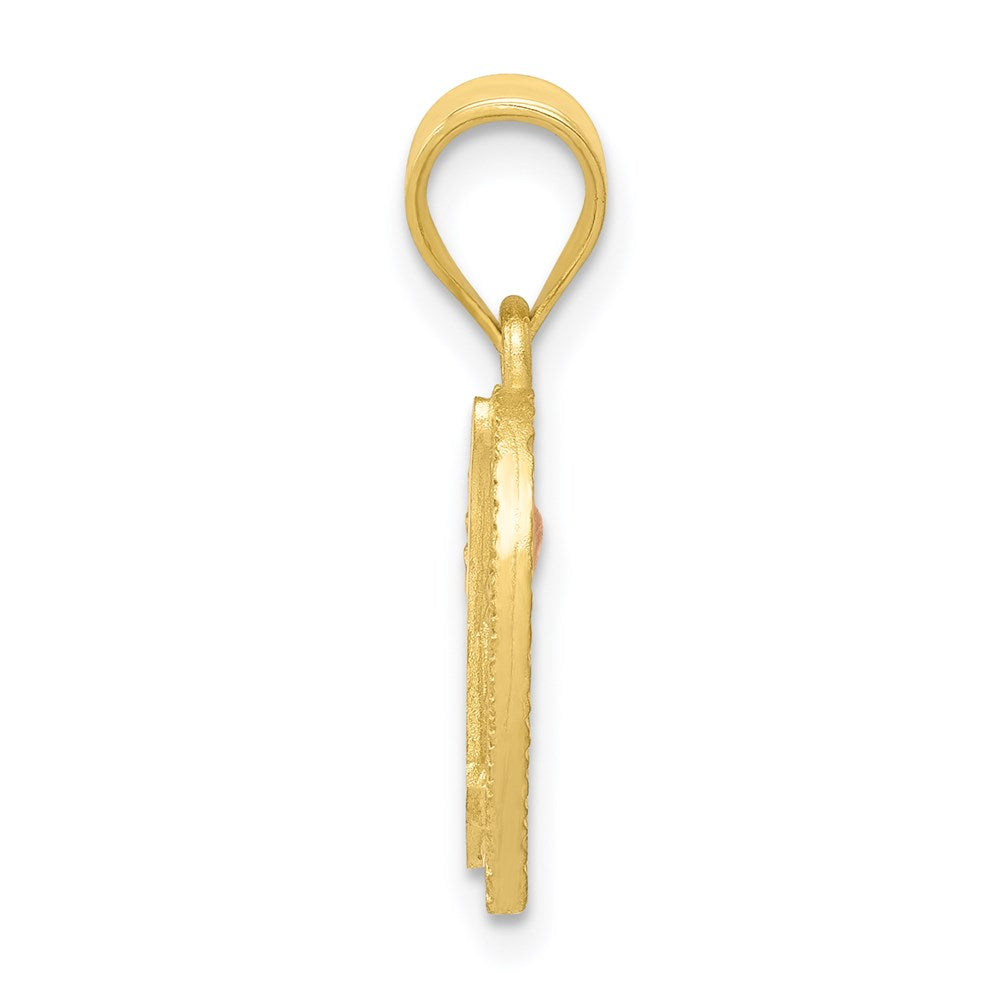 14K Gold Script Letter 'N' Heart Charm with Floral Accent - Charlie & Co. Jewelry