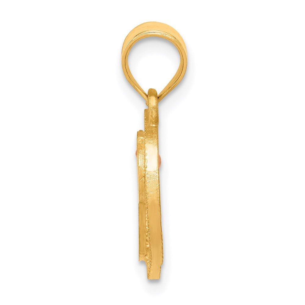 14K Gold Script Letter 'P' Heart Charm with Floral Accent - Charlie & Co. Jewelry