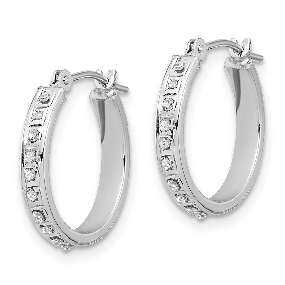 White Gold Diamond Fascination Polished Hoop Earrings - Model DF346 - Charlie & Co. Jewelry