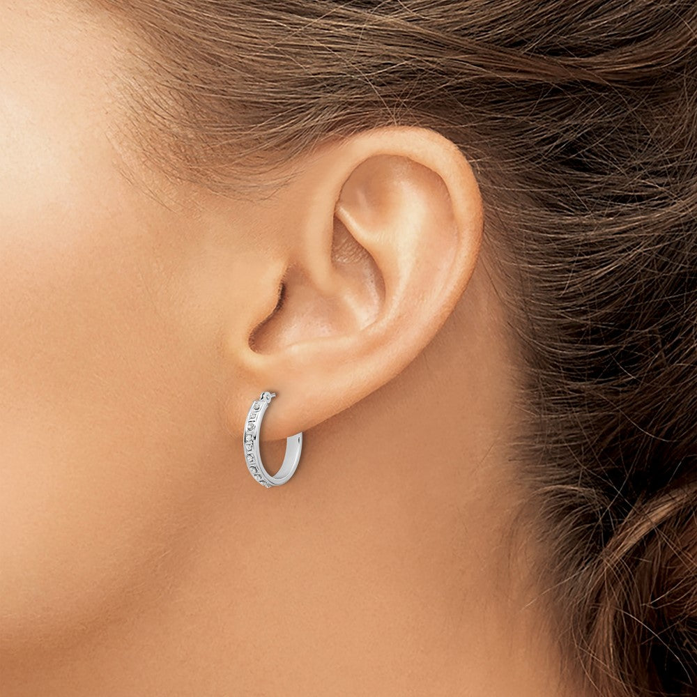 White Gold Diamond Fascination Polished Hoop Earrings - Model DF346 - Charlie & Co. Jewelry