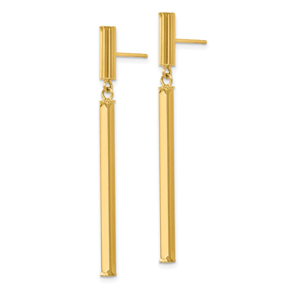 Gold Fancy Squared Post Dangle Earrings - Model E815 - Charlie & Co. Jewelry