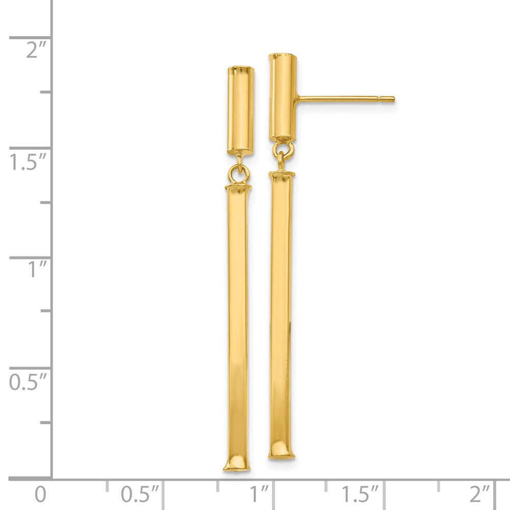 Gold Fancy Squared Post Dangle Earrings - Model E815 - Charlie & Co. Jewelry