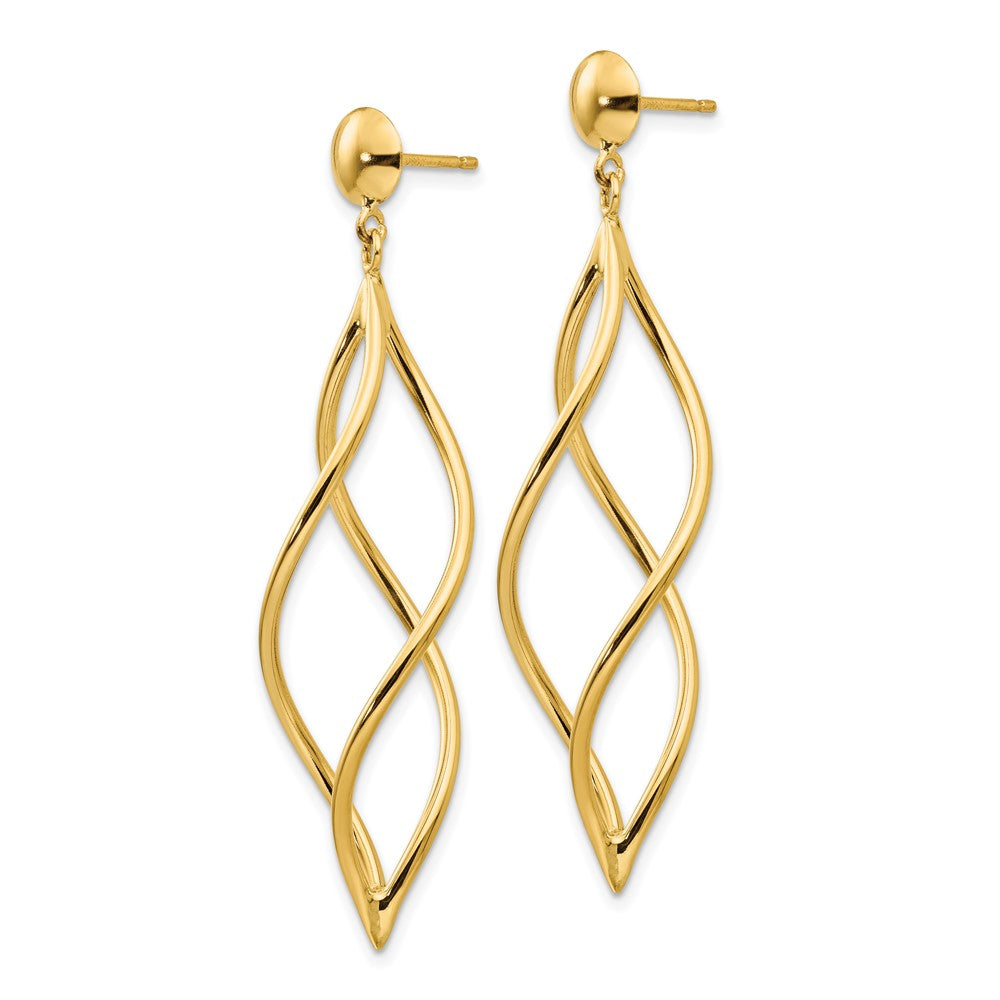 Gold Curved Tube Dangle Earrings - Model E965 - Charlie & Co. Jewelry