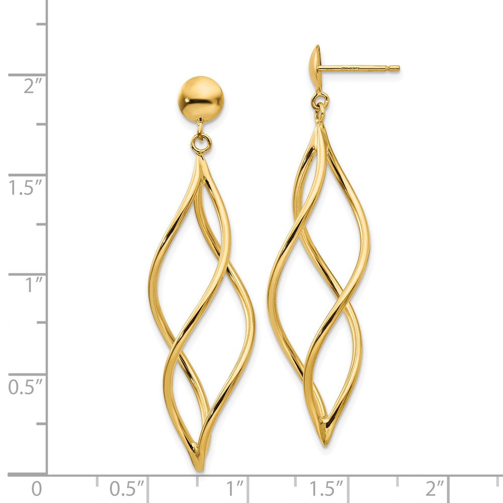 Gold Curved Tube Dangle Earrings - Model E965 - Charlie & Co. Jewelry
