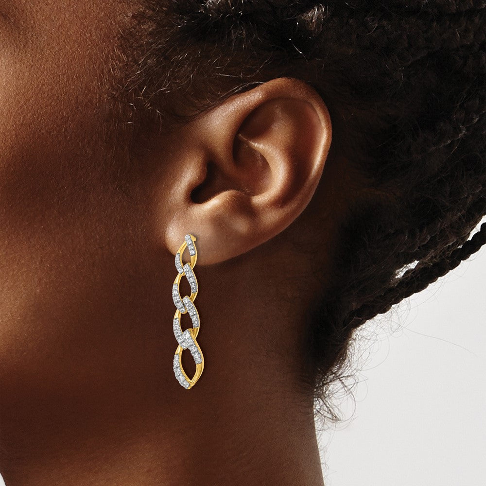 Gold Lab Grown Diamond VS/SI FGH Twisted Link Post Dangle Earrings - Model EM10212-102-YLG - Charlie & Co. Jewelry