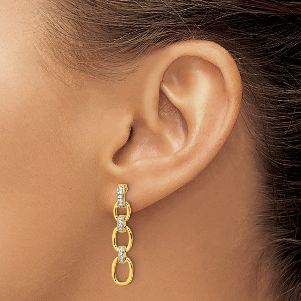 Gold Lab Grown Diamond VS/SI FGH Fancy Link Post Dangle Earrings - Model EM10214-015-YLG - Charlie & Co. Jewelry