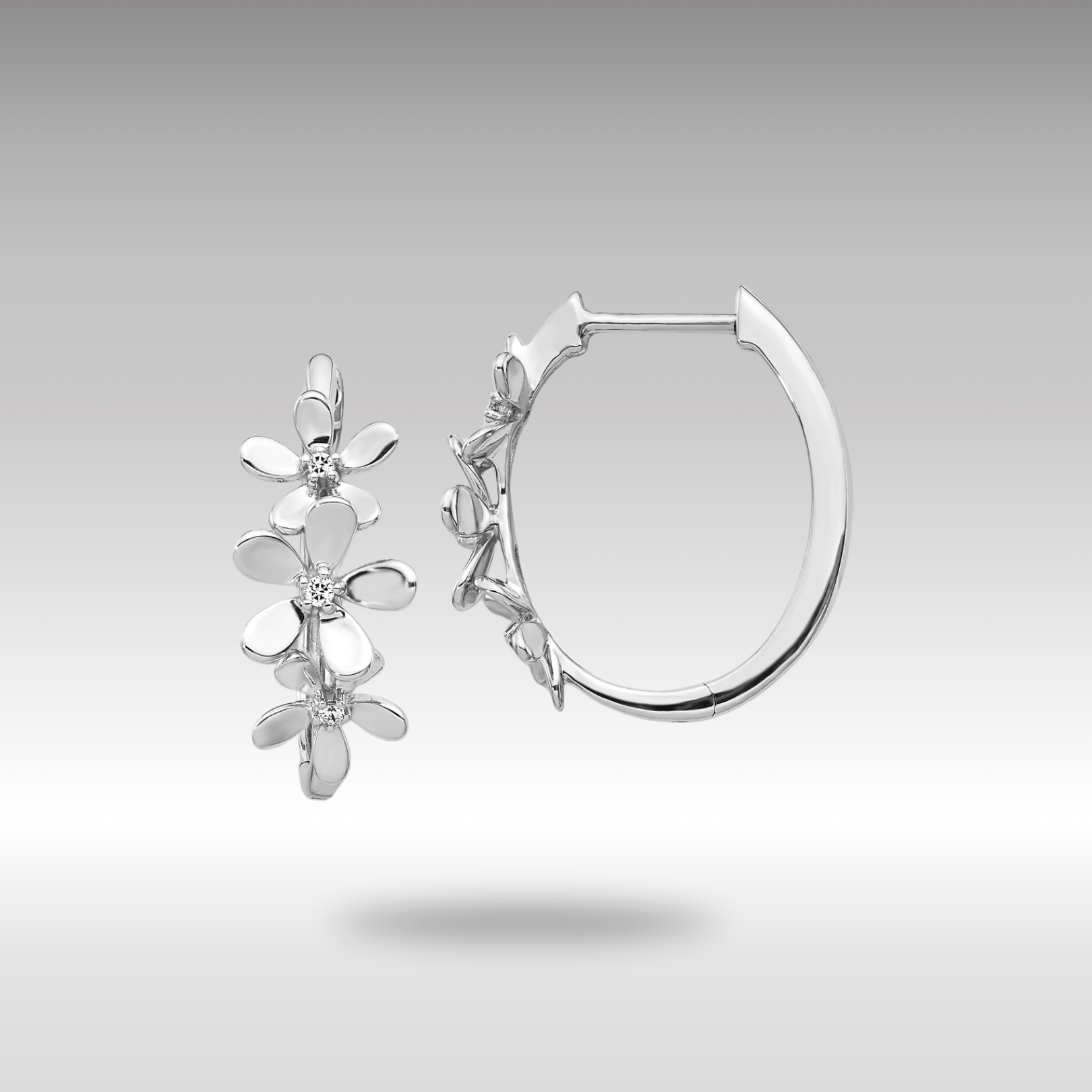 White Gold Diamond Earrings - Model EM4038-006-WA - Charlie & Co. Jewelry