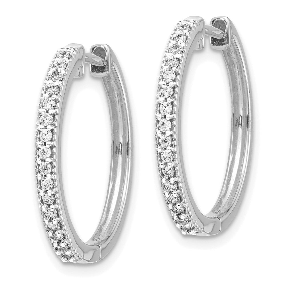 White Gold Diamond Milgrain Hinged Hoop Earrings - Model EM4272-025-WA - Charlie & Co. Jewelry