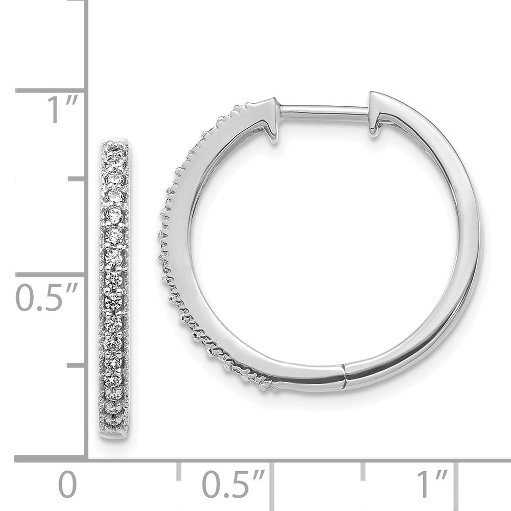 White Gold Diamond Milgrain Hinged Hoop Earrings - Model EM4272-025-WA - Charlie & Co. Jewelry
