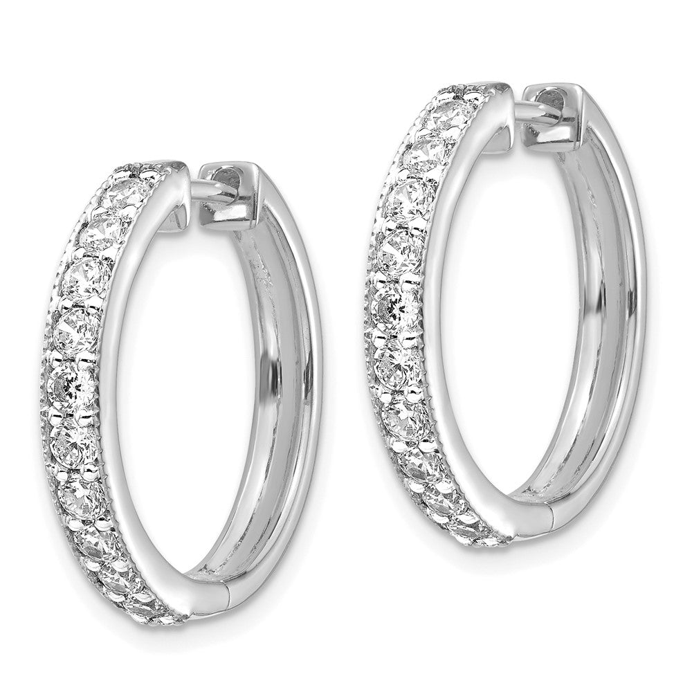White Gold Diamond Milgrain Hinged Hoop Earrings - Model EM4275-100-WA - Charlie & Co. Jewelry