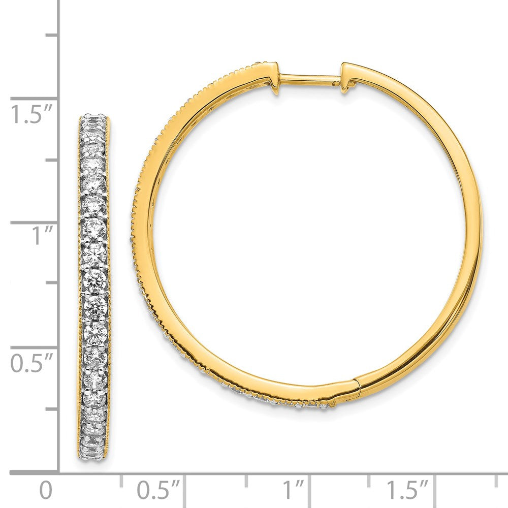 Gold Diamond Milgrain Hinged Hoop Earrings - Model EM4286-200-YA - Charlie & Co. Jewelry
