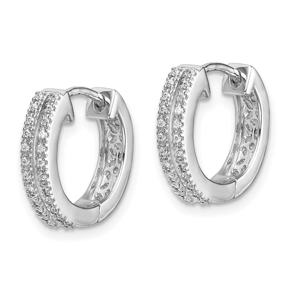 White Gold Diamond Hinged Round Hoop Earrings - Model EM5381-016-WA - Charlie & Co. Jewelry