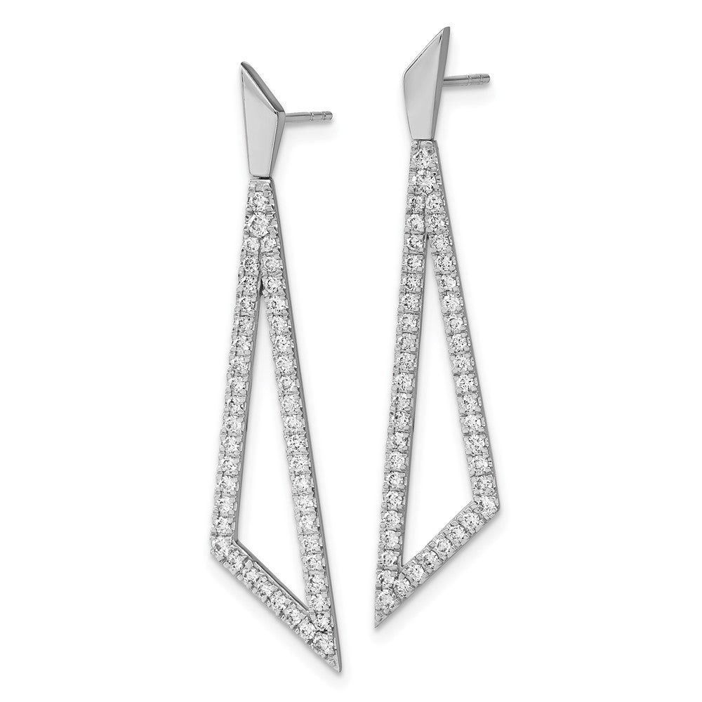 White Gold Diamond Triangle Post Earrings - Model EM6855-075-WA - Charlie & Co. Jewelry