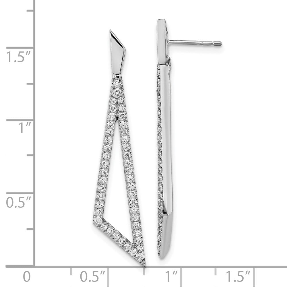 White Gold Diamond Triangle Post Earrings - Model EM6855-075-WA - Charlie & Co. Jewelry