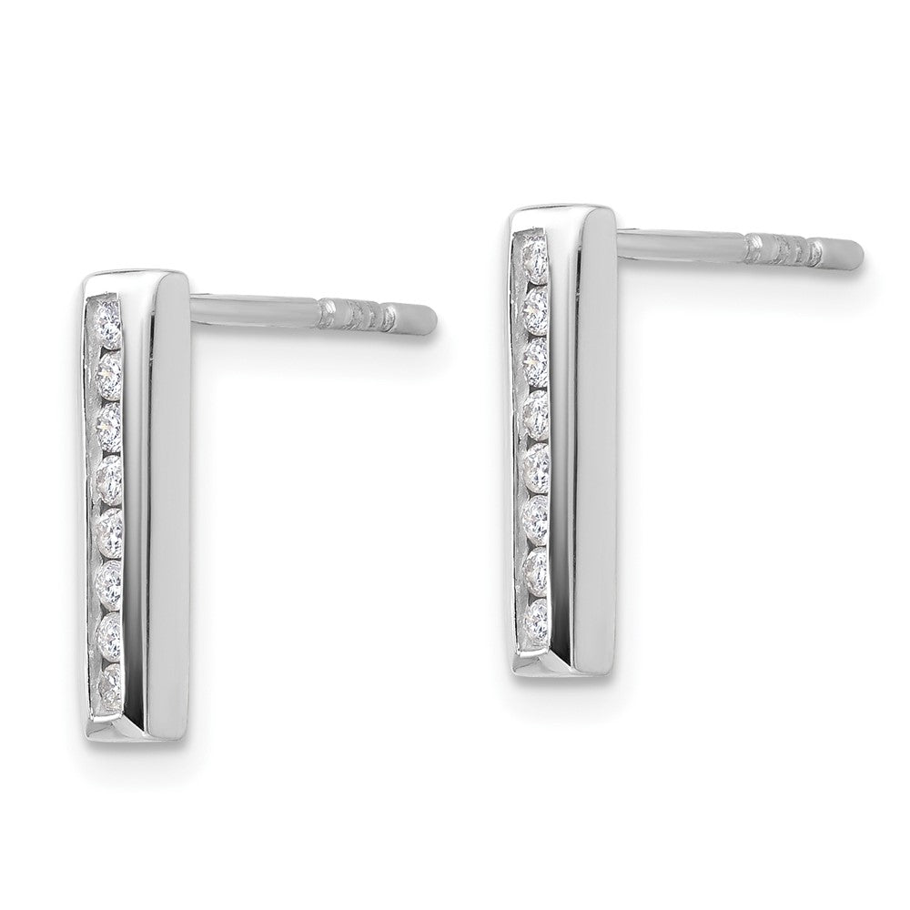 White Gold Lab Grown VS/SI FGH Dia Vertical Bar Post Earrings - Model EM9644-016-WLG - Charlie & Co. Jewelry