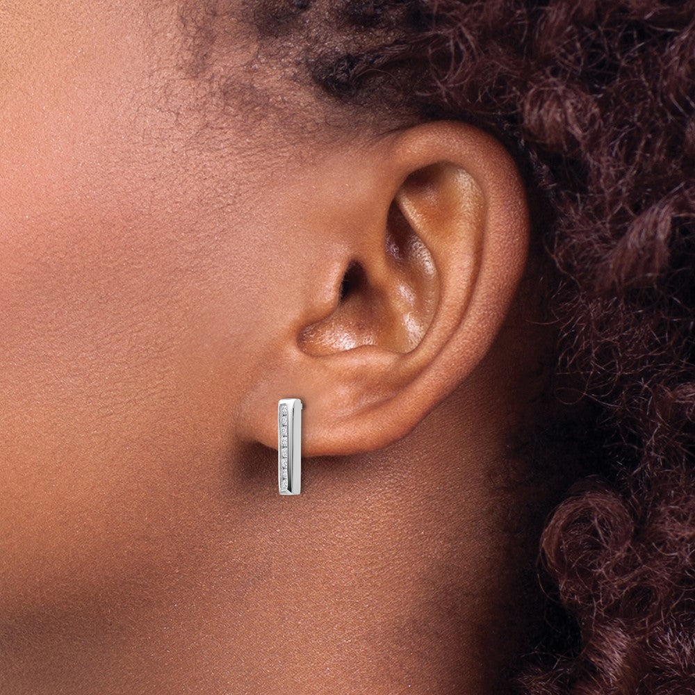 White Gold Lab Grown VS/SI FGH Dia Vertical Bar Post Earrings - Model EM9644-016-WLG - Charlie & Co. Jewelry