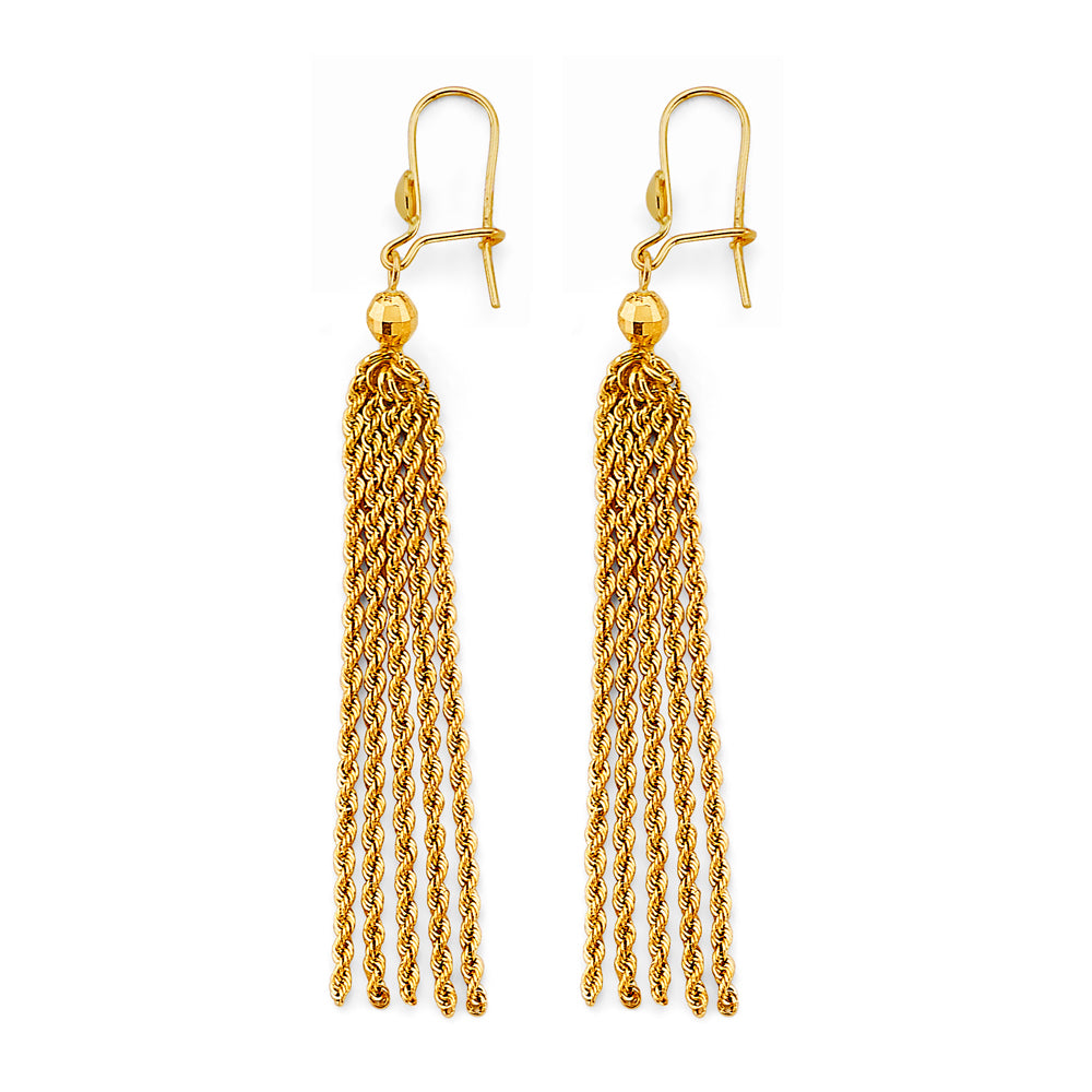 14k Hanging Rope Chain Earring - Model ER-1994 - Charlie & Co. Jewelry