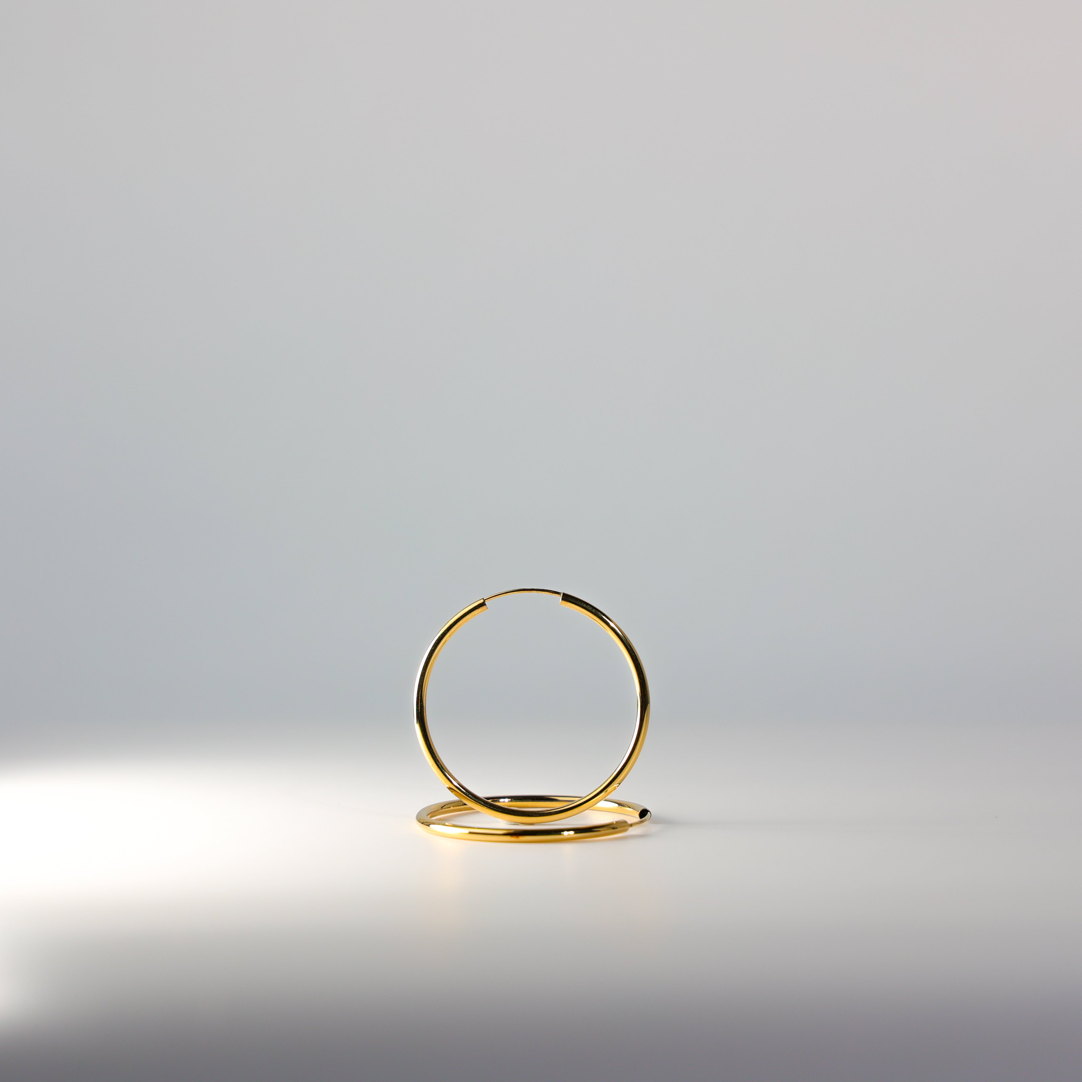 Gold 2mm Endless Hoop Earrings (35mm) - Model 128 - Charlie & Co. Jewelry