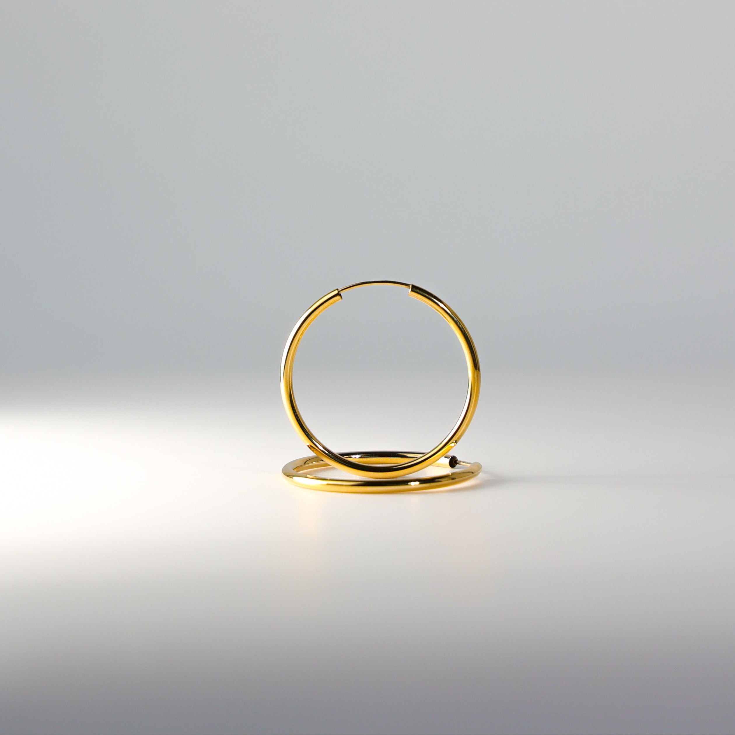 Gold 2mm Endless Hoop Earrings (30mm) - Model 129 - Charlie & Co. Jewelry