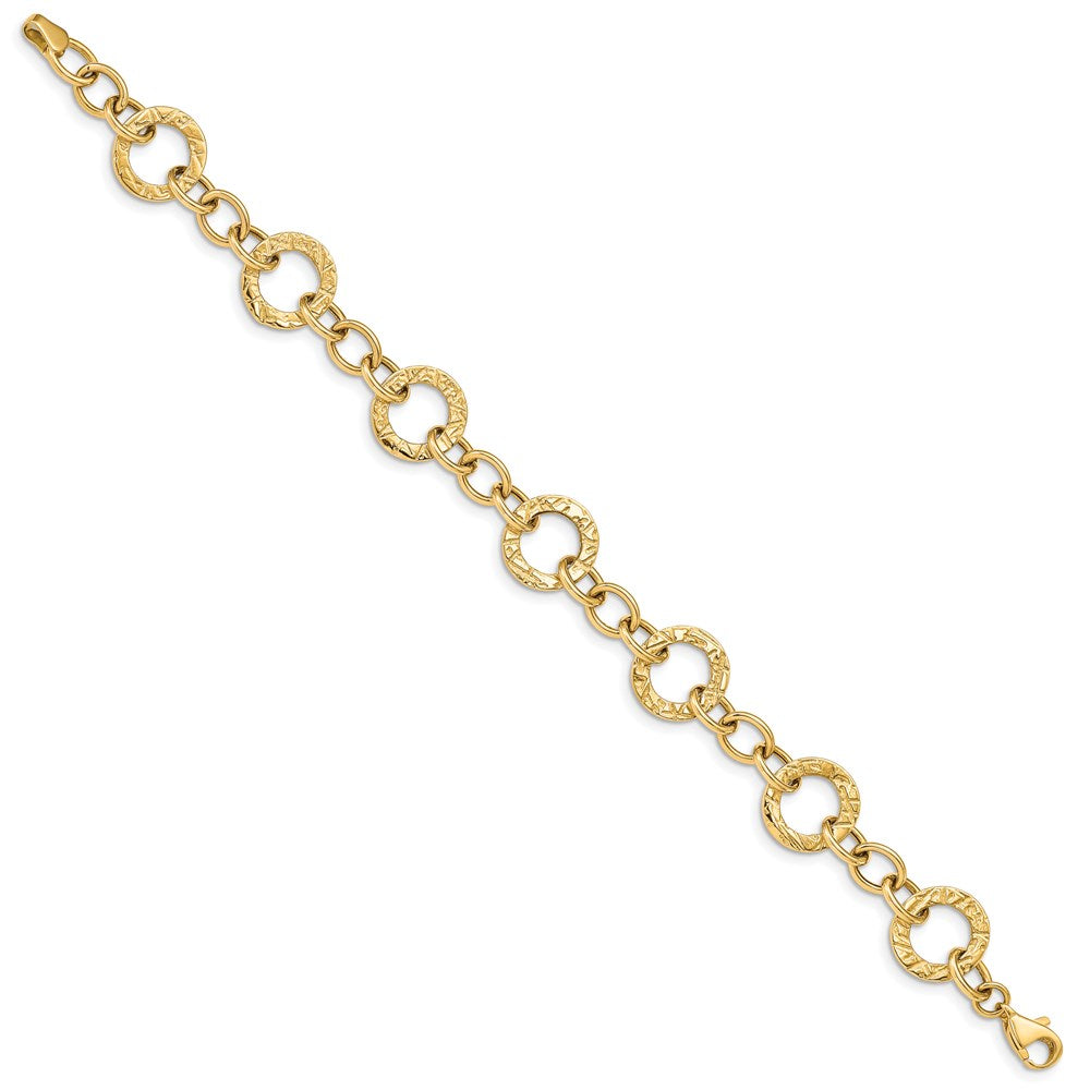 Charlie & Co Jewelry | 14k Polished And Textured Fancy Link Bracelet - Model FB1396