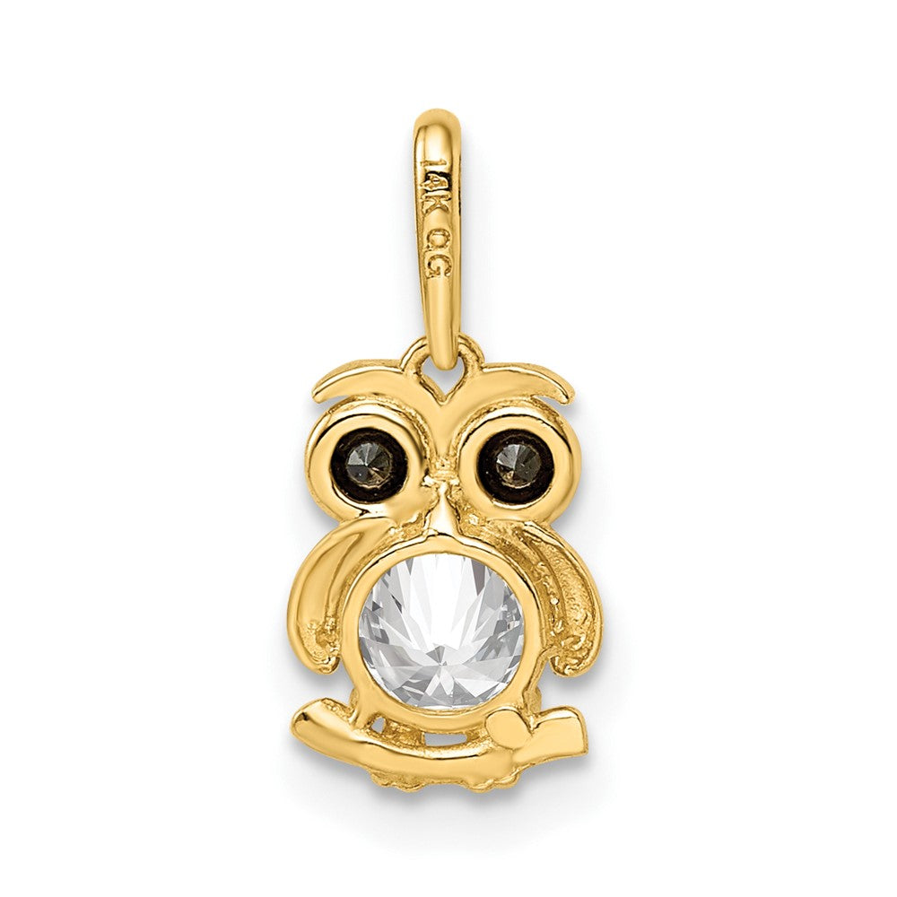 Gold Owl Madi K Black and White CZ Necklace Pendant Model-GK1092 - Charlie & Co. Jewelry