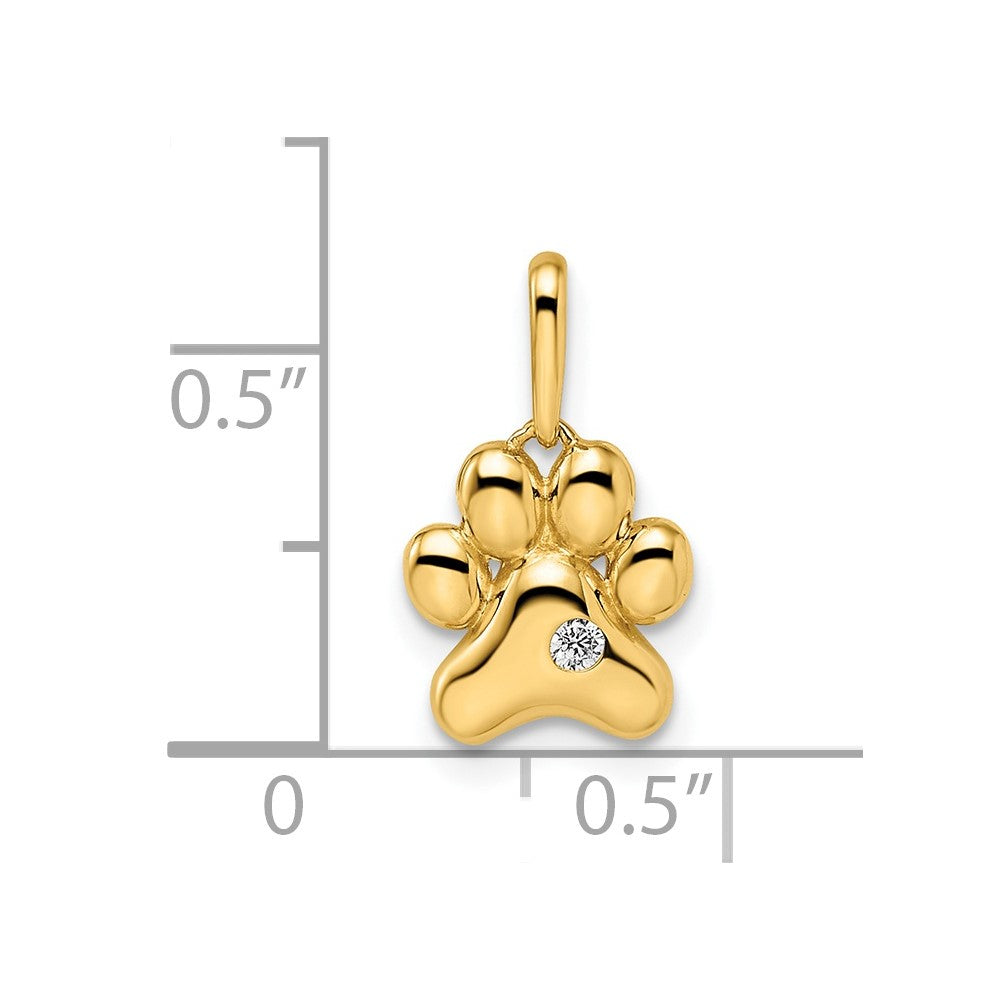 14k Madi K CZ Paw Print Pendant - Charlie & Co. Jewelry