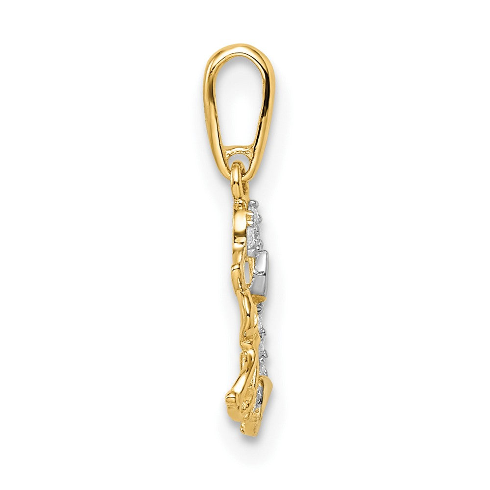 14K Yellow and White Gold Madi K CZ Dog and Puppy Necklace Pendant - Charlie & Co. Jewelry