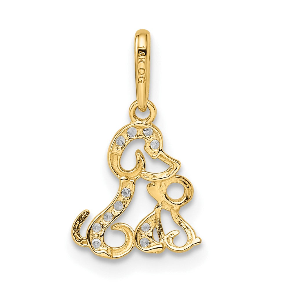 14K Yellow and White Gold Madi K CZ Dog and Puppy Necklace Pendant - Charlie & Co. Jewelry