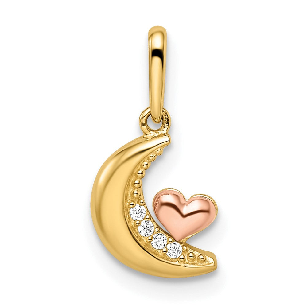 Gold Moon Necklace with Rose Gold Heart- Model GK1099 - Charlie & Co. Jewelry
