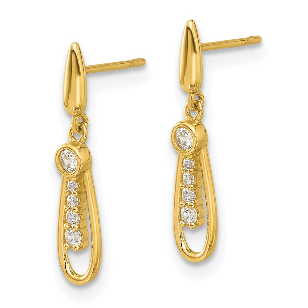 Gold Madi K Polished CZ Fancy Post Dangle Earrings - Model GK1190 - Charlie & Co. Jewelry