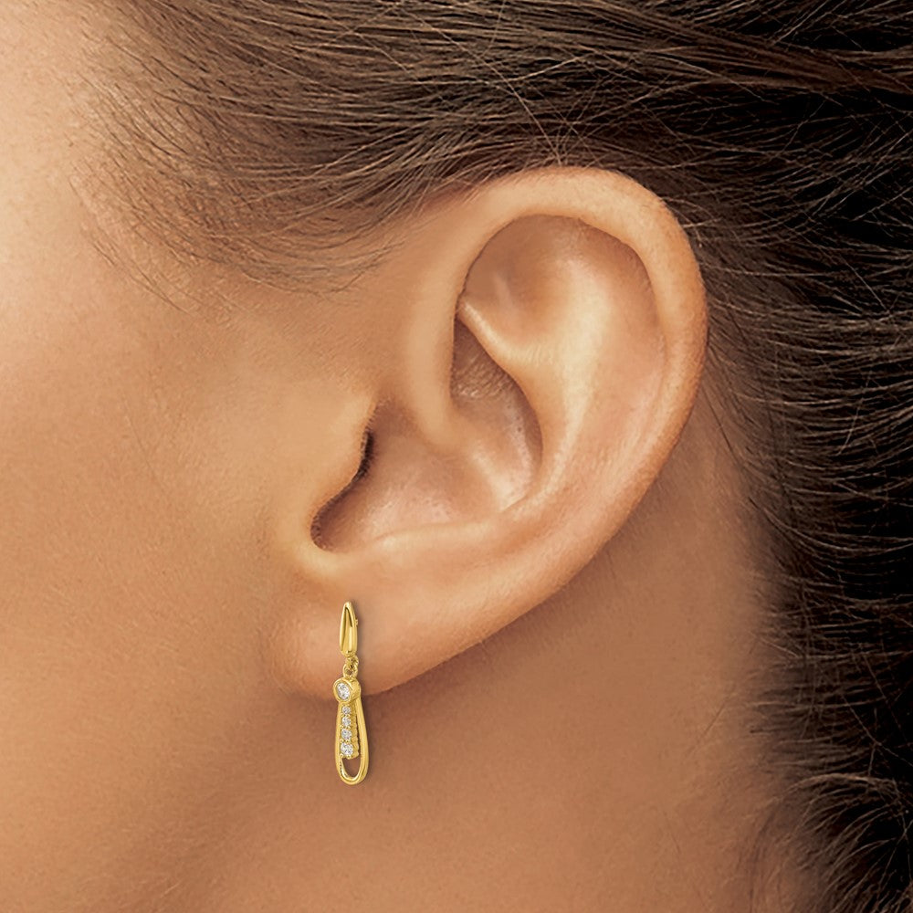 Gold Madi K Polished CZ Fancy Post Dangle Earrings - Model GK1190 - Charlie & Co. Jewelry