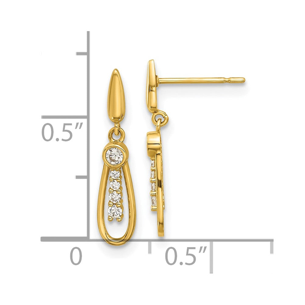 Gold Madi K Polished CZ Fancy Post Dangle Earrings - Model GK1190 - Charlie & Co. Jewelry