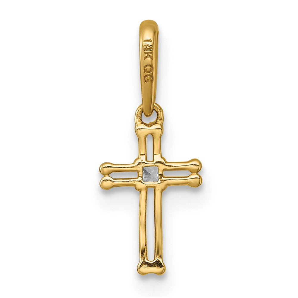 Charlie & Co Jewelry | 14k Madi K Polished And Beaded Cz Open Cross Childrens Charm / Pendant - Model GK1206