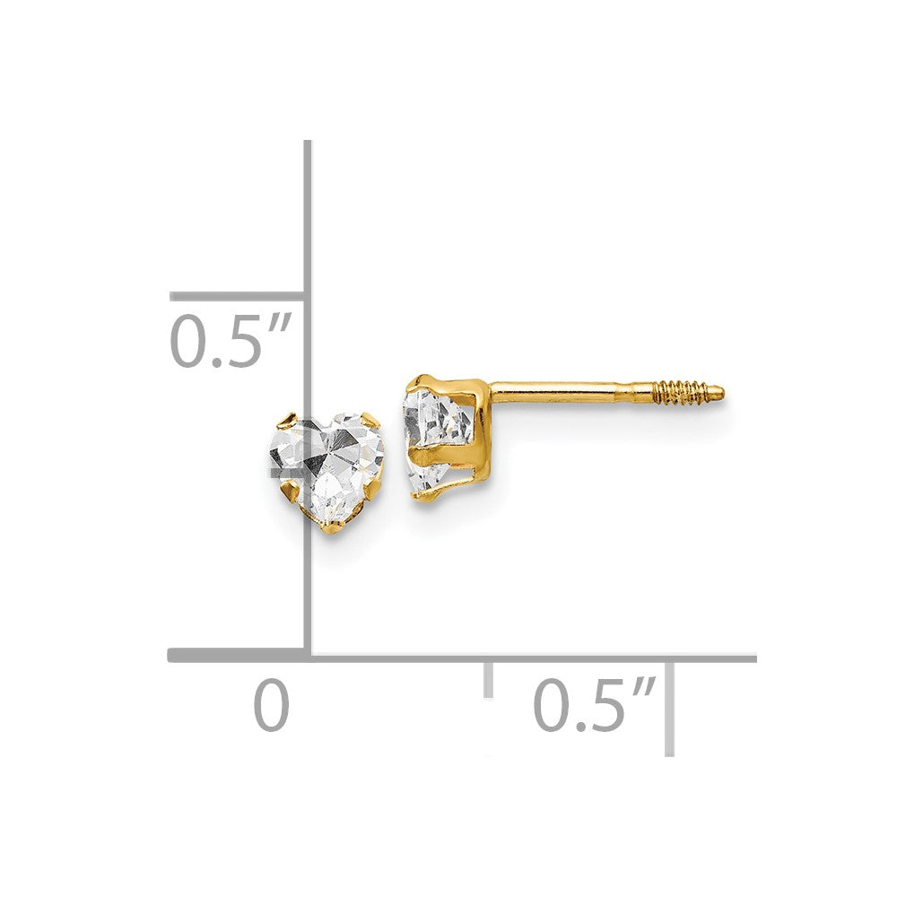 Gold Madi K 4mm White CZ Heart Earrings - Model GK144WCZ - Charlie & Co. Jewelry