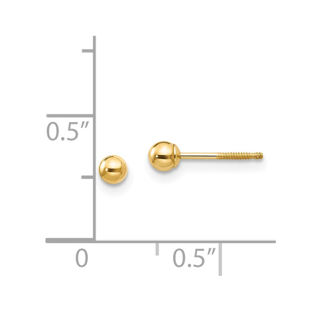 Gold Madi K 3mm Ball Push On and Screw Off Screwback Earrings - Model GK241 - Charlie & Co. Jewelry