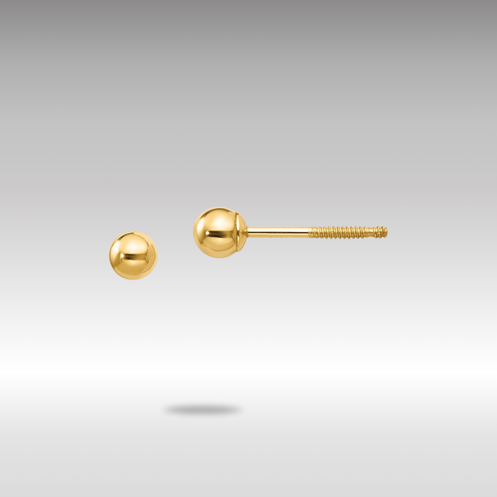 Gold Madi K 3mm Ball Push On and Screw Off Screwback Earrings - Model GK241 - Charlie & Co. Jewelry